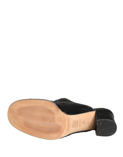 Dolce & Gabbana Black Sequined Mules Shoes