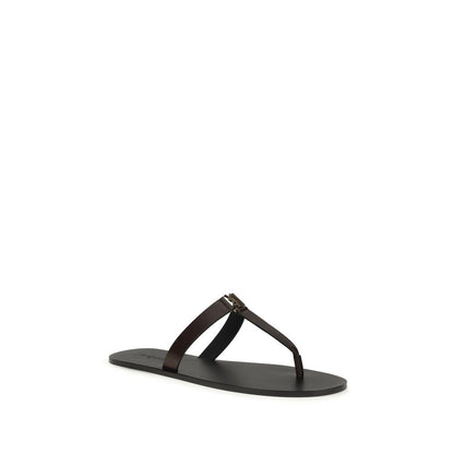 Saint Laurent Brown Calf Leather Bos Taurus Sandals