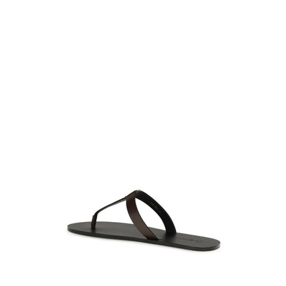 Saint Laurent Brown Calf Leather Bos Taurus Sandals