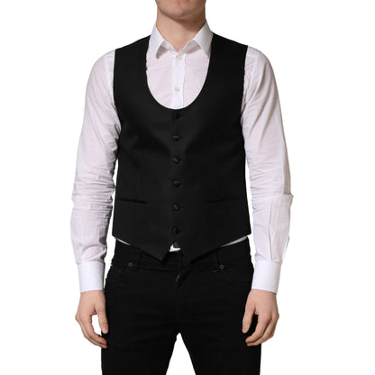 Dolce & Gabbana Black Stripe Single Breasted Waistcoat Vest