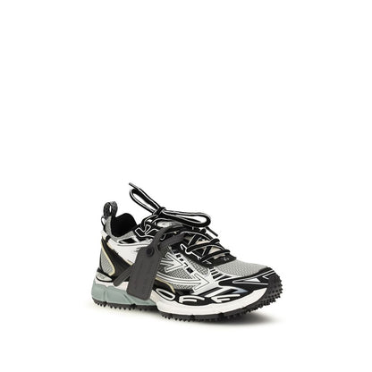 Off-White Gray Polyurethane Athletic Sneakers
