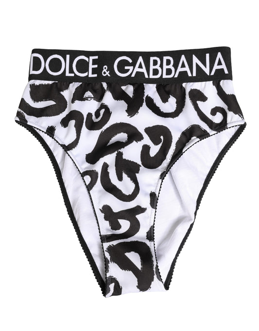 Dolce & Gabbana black/white high brief panty with graphic logo