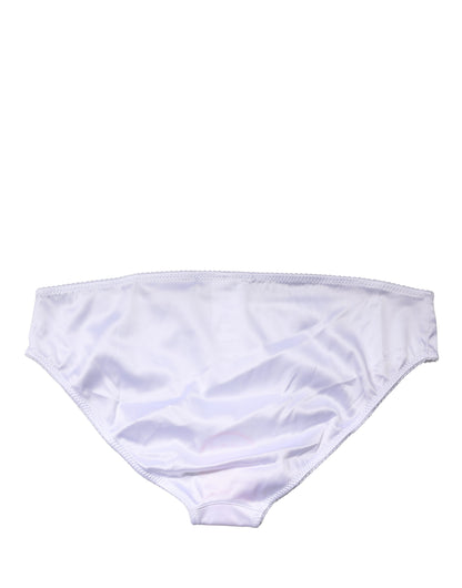 Dolce & Gabbana White Silk Stretch Mid Waist Brief Panty Underwear