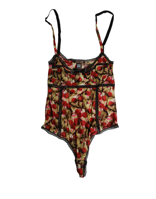 Roberto Cavalli multicolor lace bodysuit with cherry print