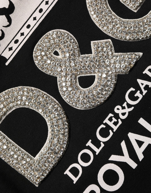 Dolce & Gabbana Black Embellished Cotton Sweatshirt Sweater
