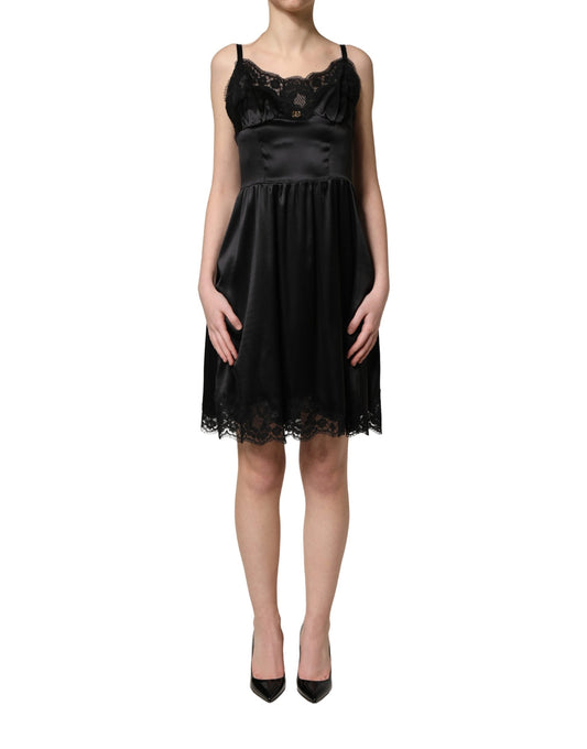 Dolce & Gabbana Silk-Blend Lace Mini Dress – Black