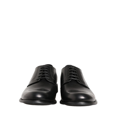 Dolce & Gabbana Black Calfskin Leather Derby Men Dress Shoes