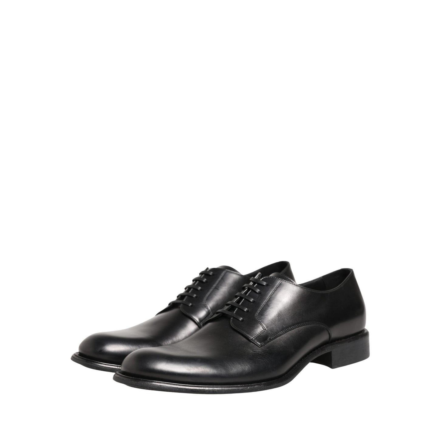 Dolce & Gabbana Black Calfskin Leather Derby Men Dress Shoes
