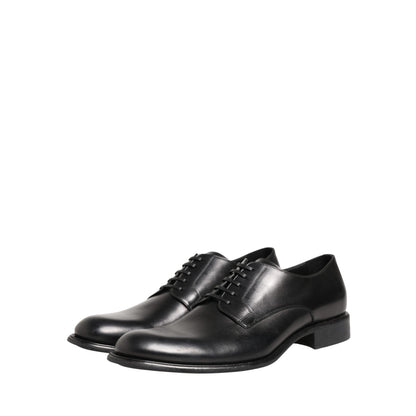 Dolce & Gabbana Black Calfskin Leather Derby Men Dress Shoes