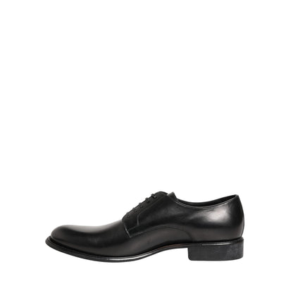Dolce & Gabbana Black Calfskin Leather Derby Men Dress Shoes