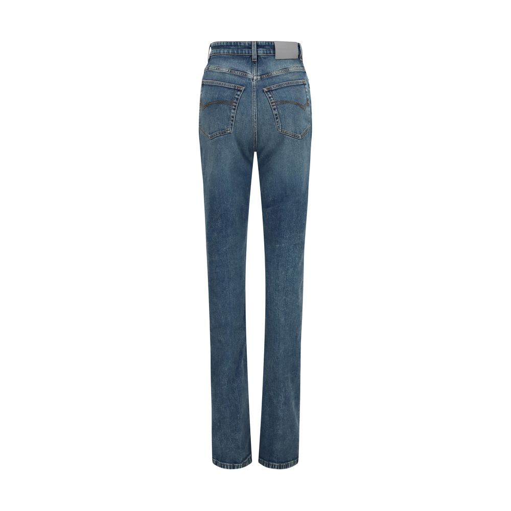 Balenciaga Blue Cotton High-Waisted Jeans