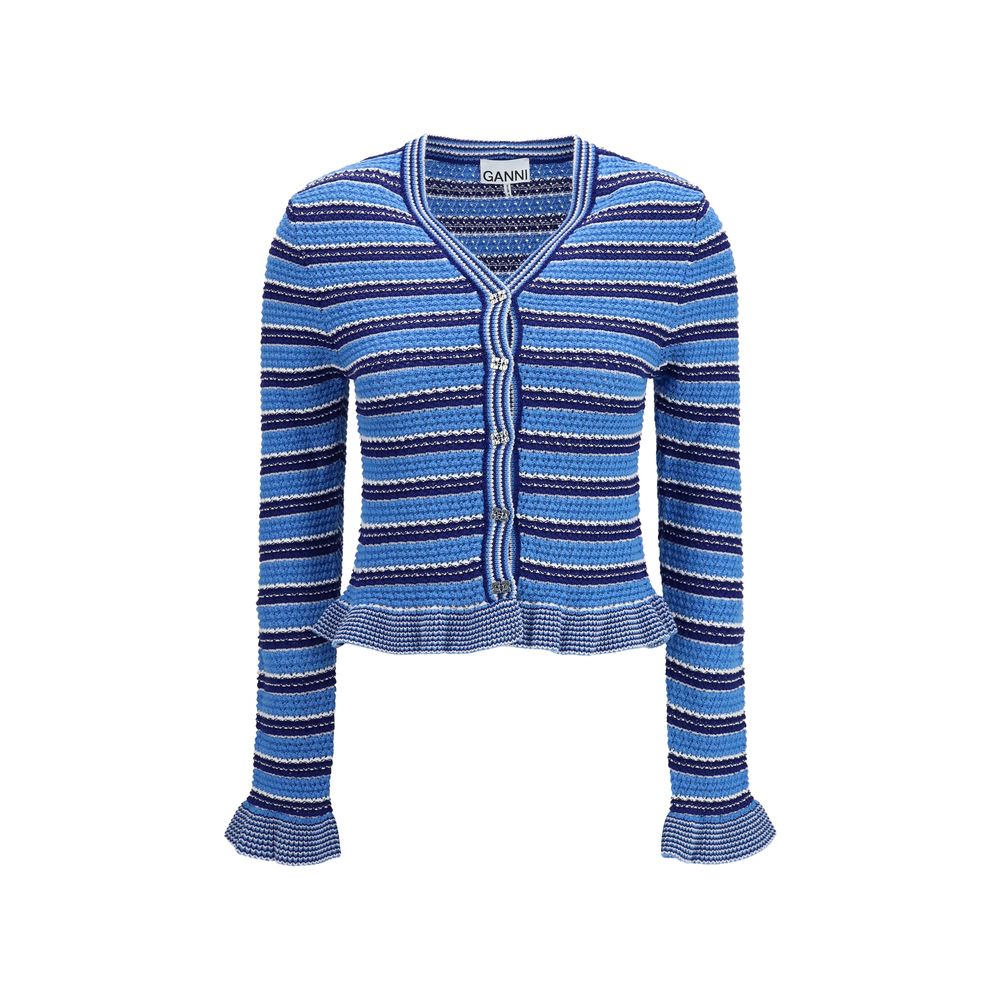 Blue cotton cardigan from Ganni