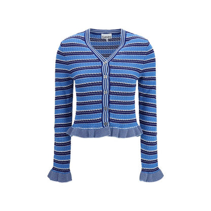 Blue cotton cardigan from Ganni