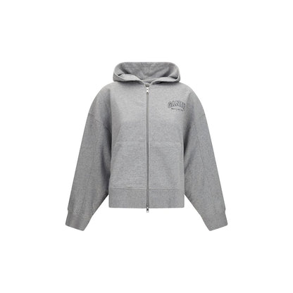 Ganni Organic Cotton Zip Hoodie – Grey