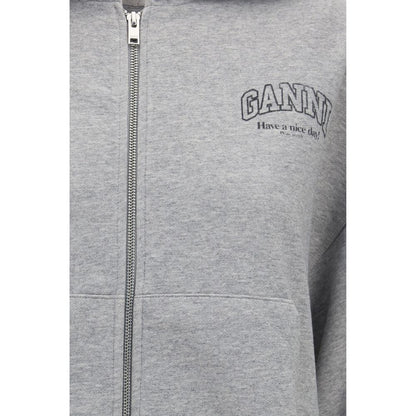 Ganni Organic Cotton Zip Hoodie – Grey