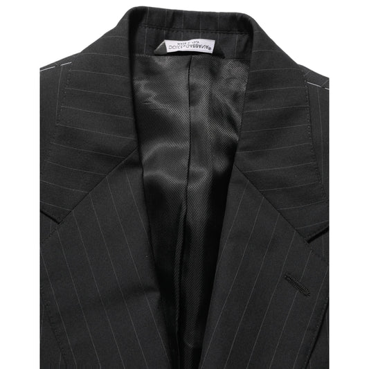 Dolce & Gabbana Black Stripes Wool Single Breasted Blazer