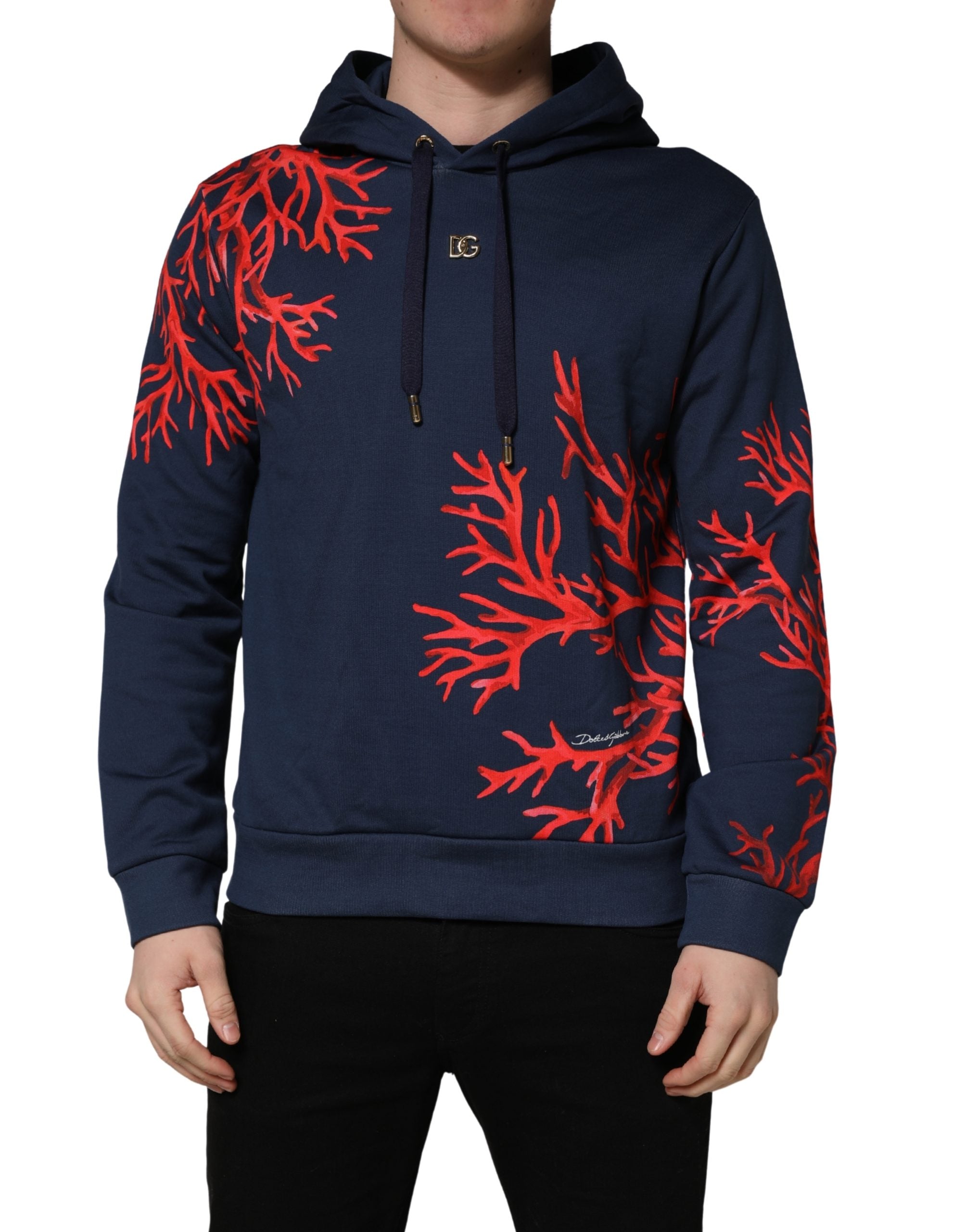 Dolce & Gabbana cotton coral-print hoodie – blue