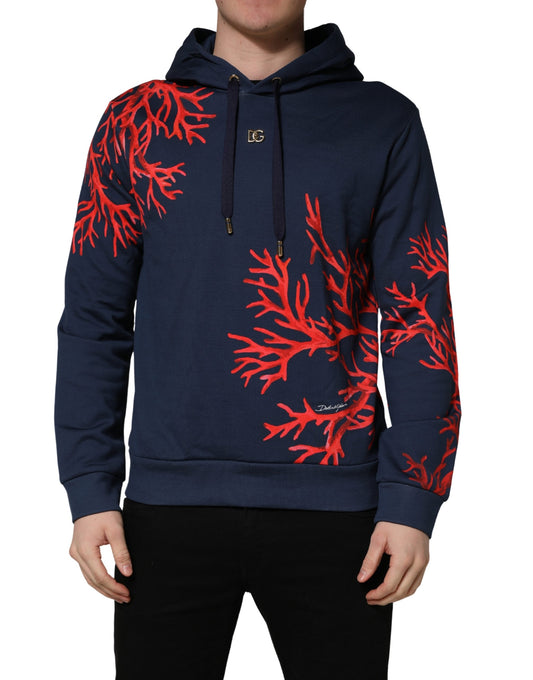 Dolce & Gabbana cotton coral-print hoodie – blue
