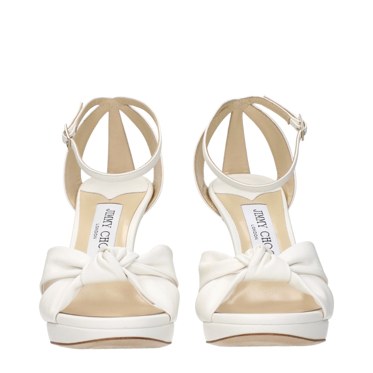 Jimmy Choo White Leather Platform Sandals