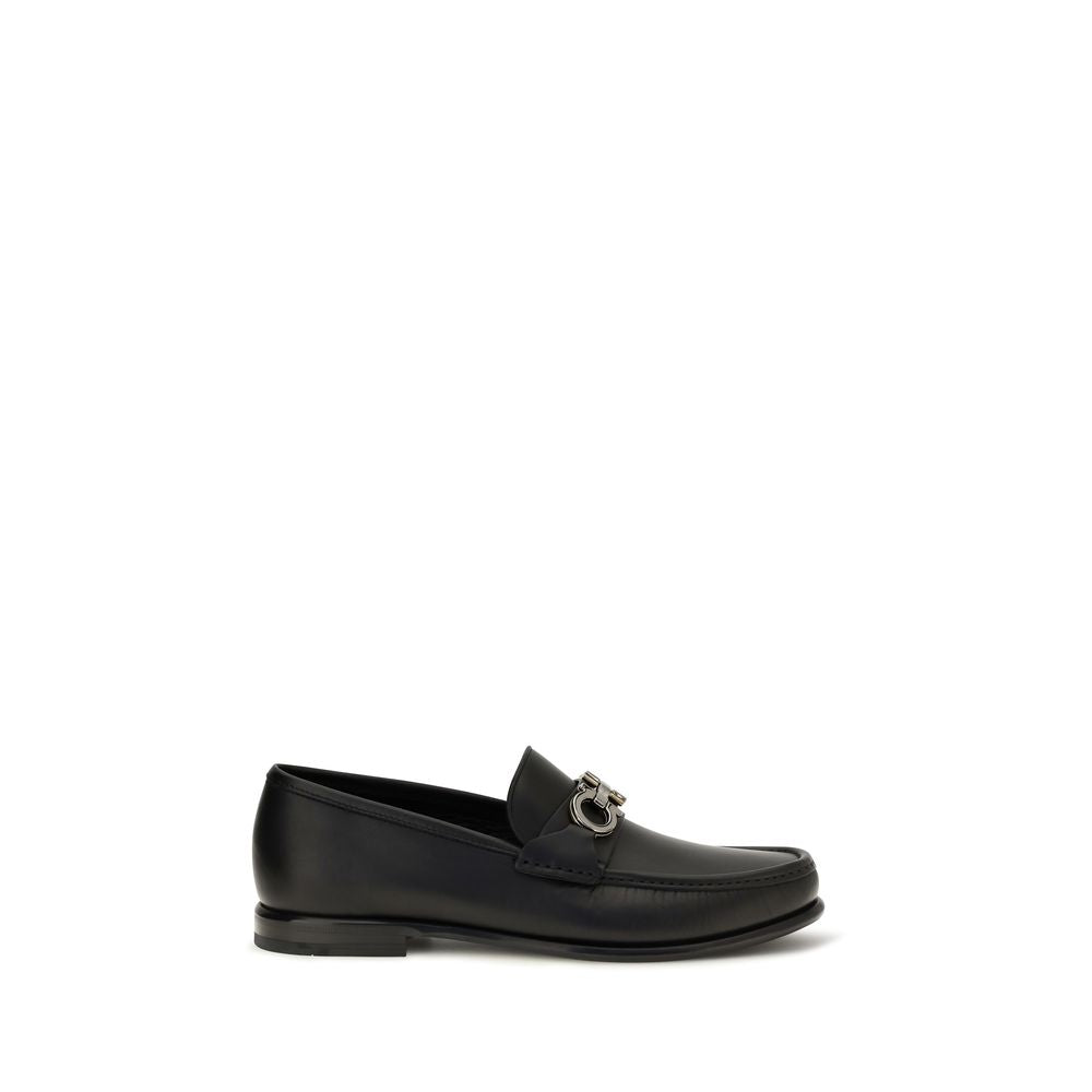 Ferragamo Gancini Calf Leather Loafers – Black
