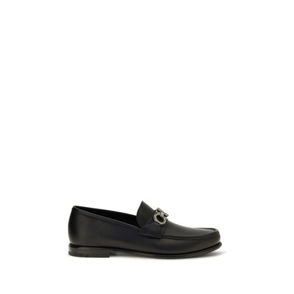 Ferragamo Gancini Calf Leather Loafers – Black