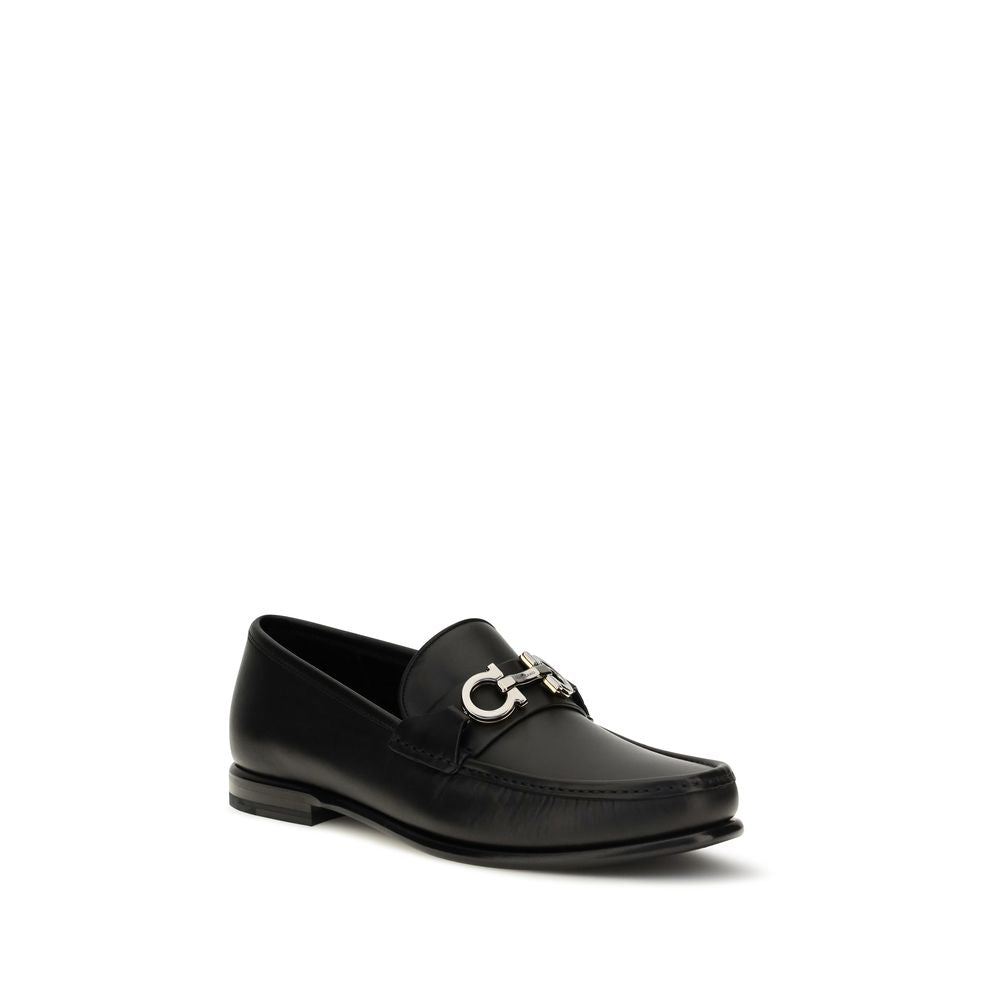 Ferragamo Gancini Calf Leather Loafers – Black
