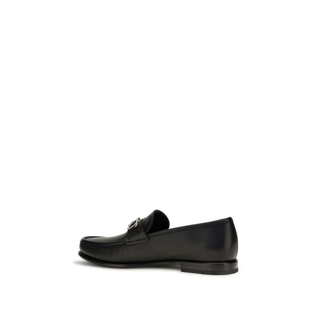 Ferragamo Gancini Calf Leather Loafers – Black
