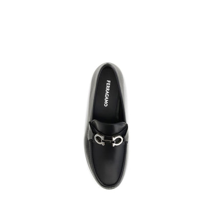 Ferragamo Gancini Calf Leather Loafers – Black