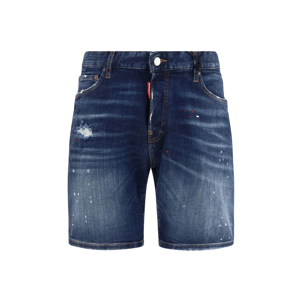 Dsquared² Blue Cotton Denim Bermuda Shorts