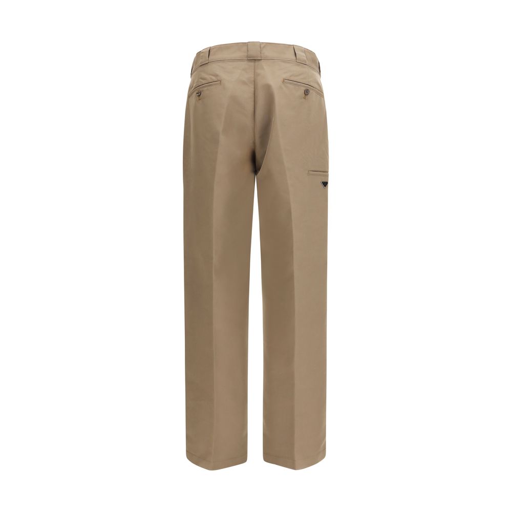Prada wide-leg bukser i teknisk canvas – brun