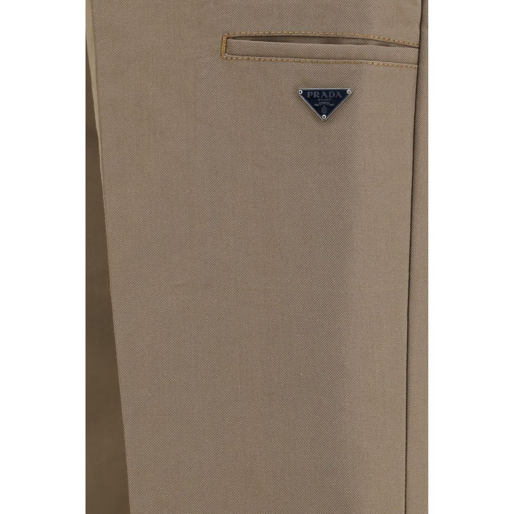 Prada wide-leg bukser i teknisk canvas – brun