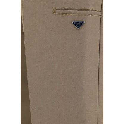 Prada wide-leg bukser i teknisk canvas – brun