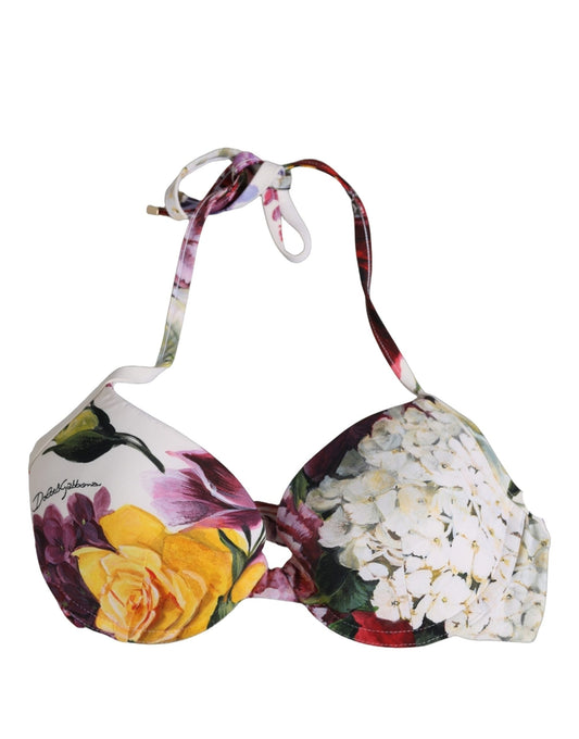 Dolce & Gabbana floral-print bikini top – white