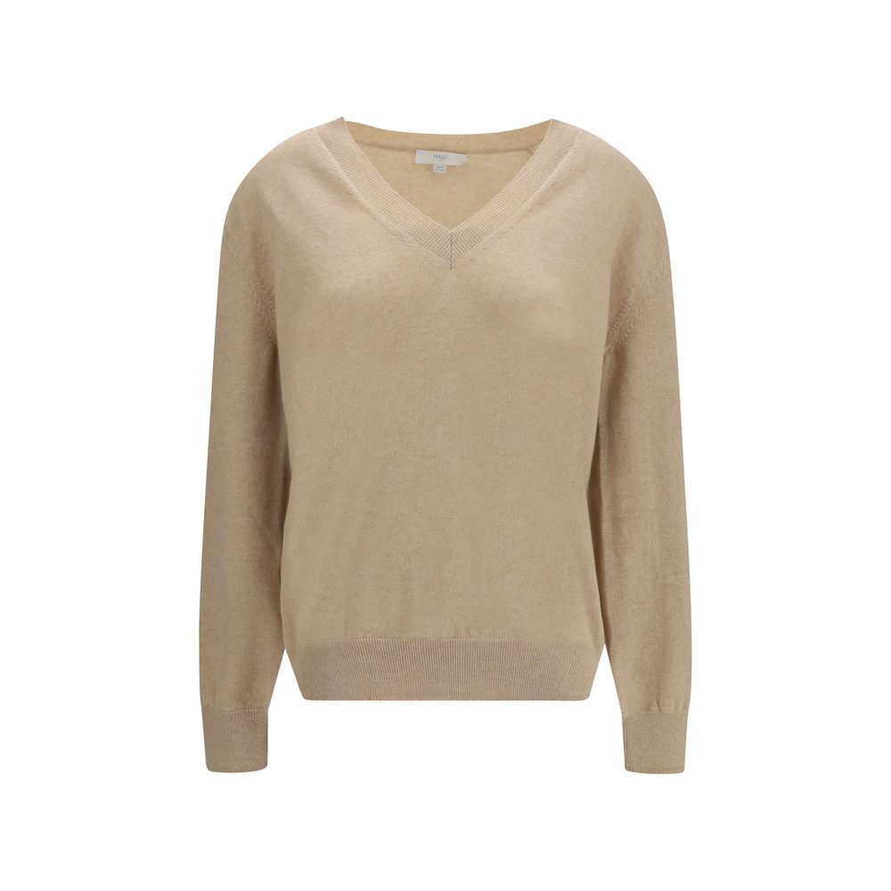 Malo Cashmere V-Neck Sweater – Beige