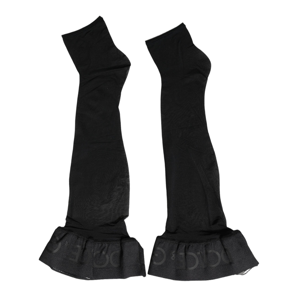 Dolce & Gabbana Black Nylon Logo Calf Long Women Accessory Socks