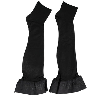 Dolce & Gabbana Black Nylon Logo Calf Long Women Accessory Socks