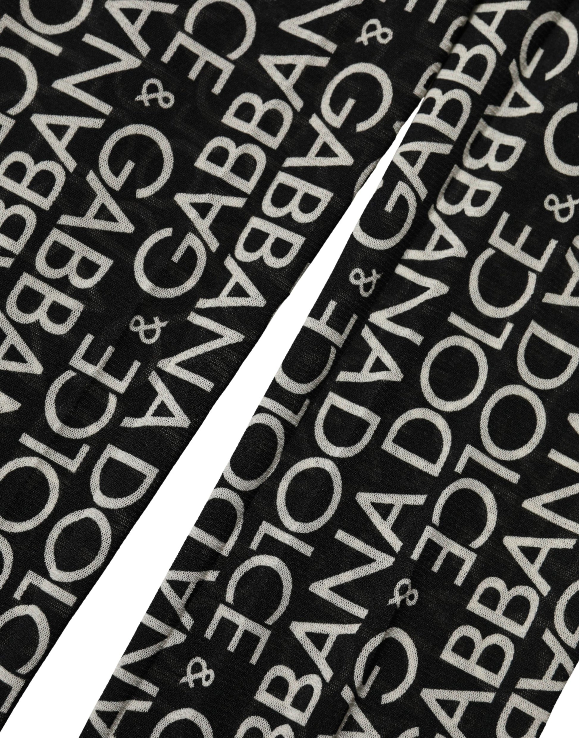 Dolce & Gabbana Black White All Over Print Sheer Stretch Tights Socks