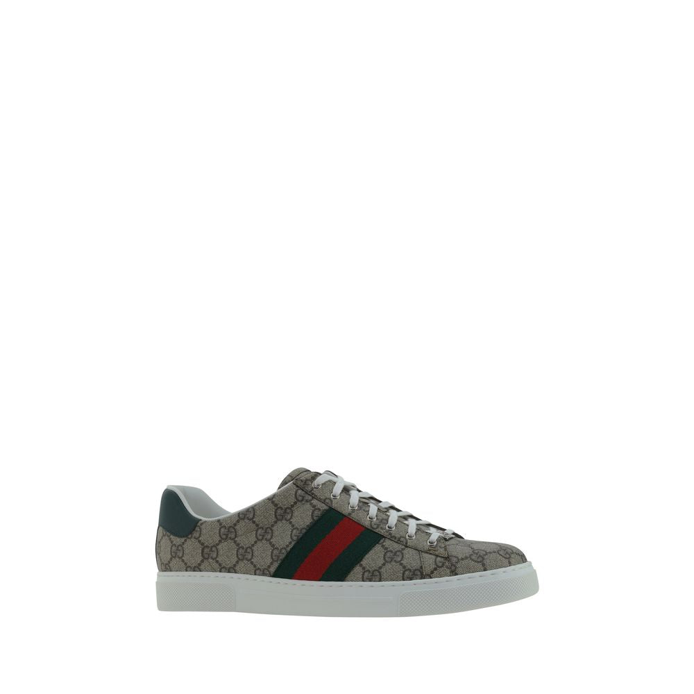 Gucci beige GG Supreme fabric low top sneakers