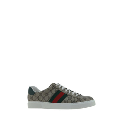 Gucci beige GG Supreme fabric low top sneakers
