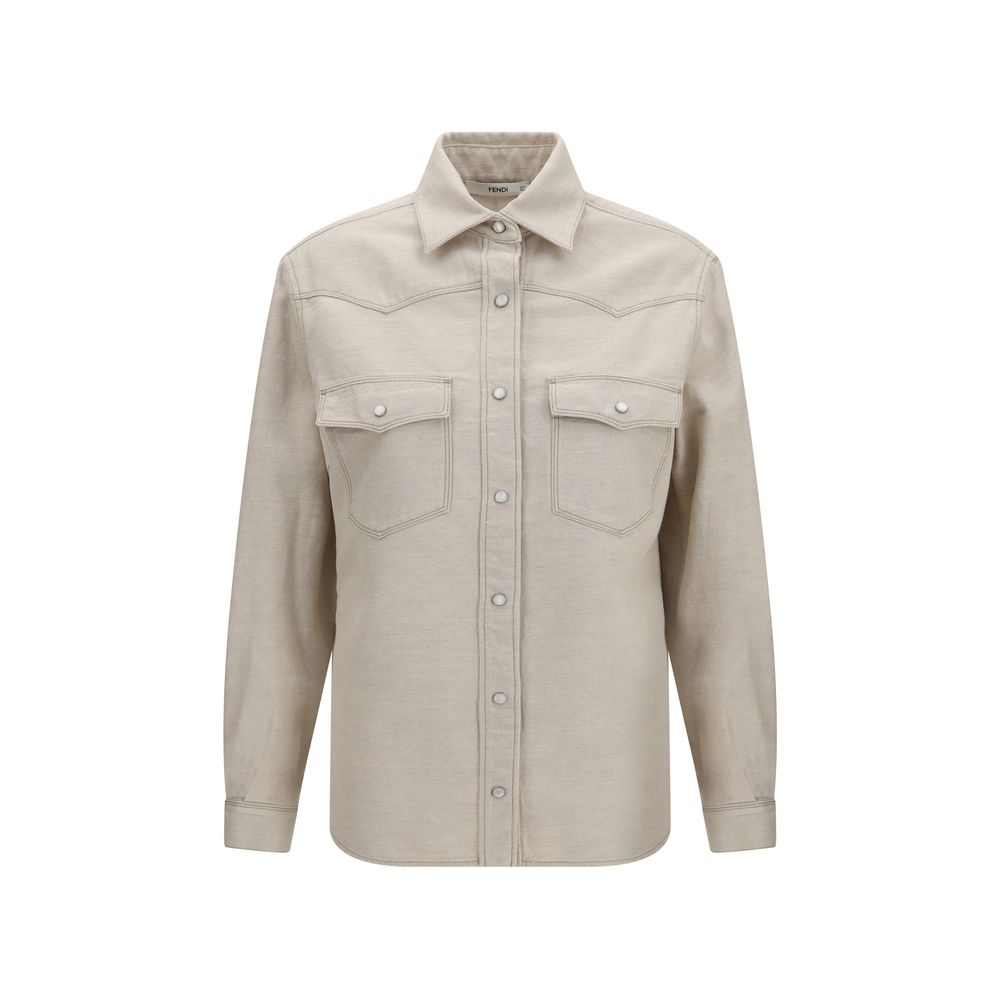 Fendi beige denim Western shirt in cotton and linen