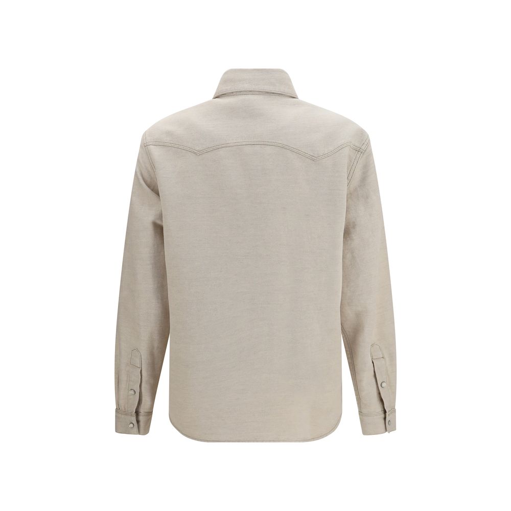 Fendi beige denim Western shirt in cotton and linen