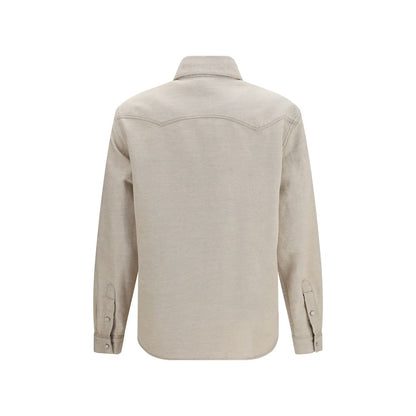 Fendi beige denim Western shirt in cotton and linen