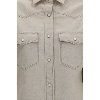 Fendi beige denim Western shirt in cotton and linen
