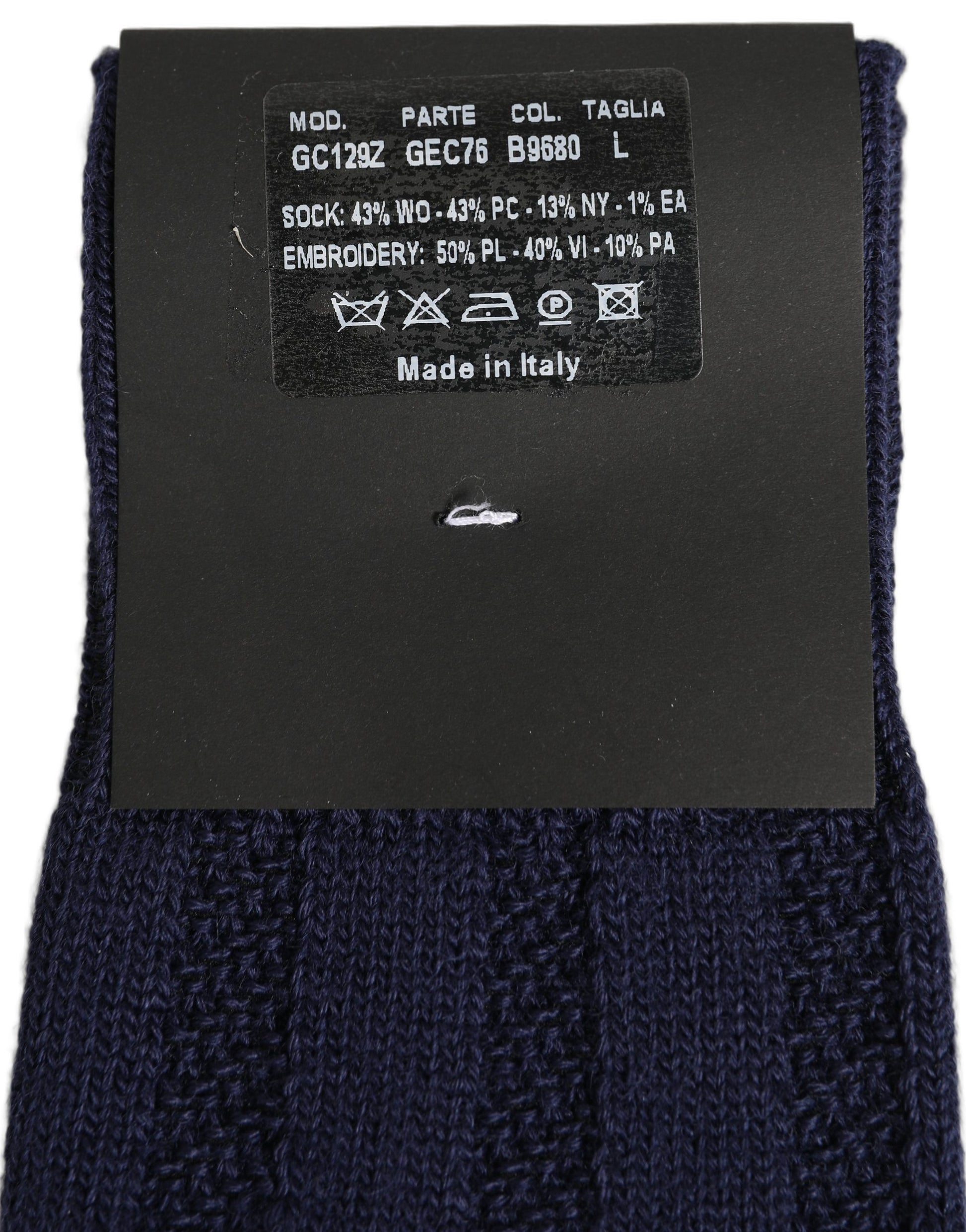 Dolce & Gabbana Navy Blue Wool Crest Logo Knee High Accessory Socks