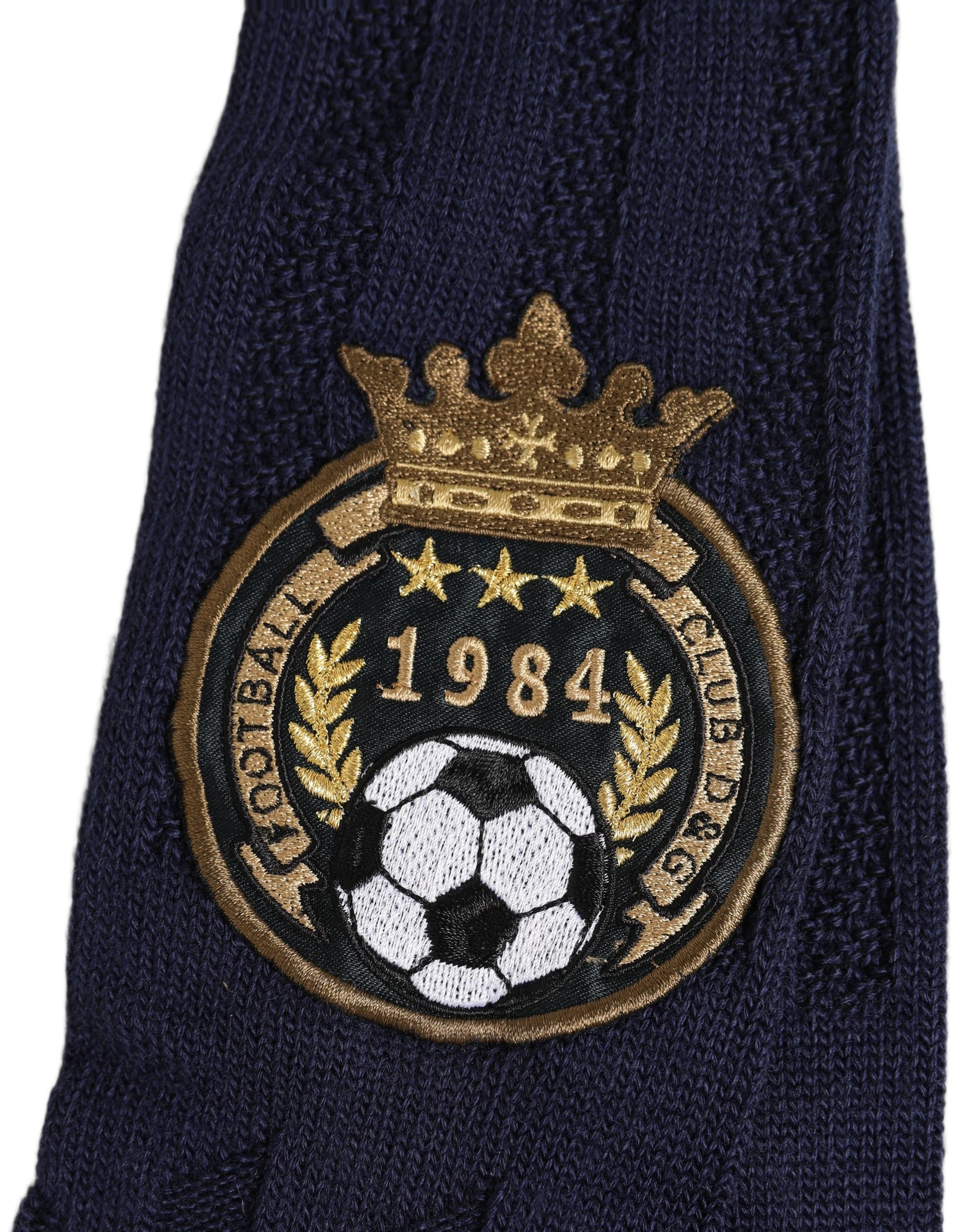 Dolce & Gabbana Navy Blue Wool Crest Logo Knee High Accessory Socks
