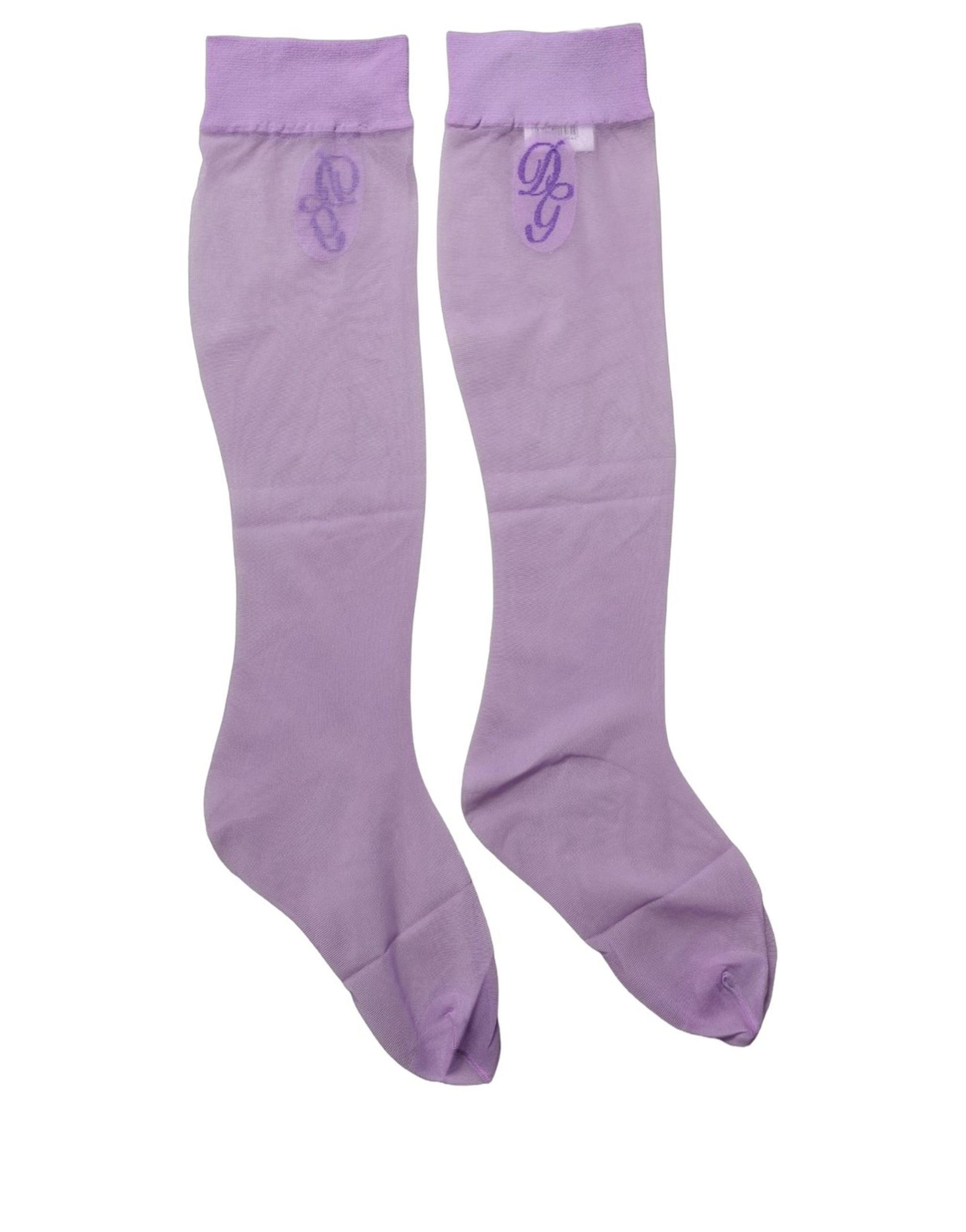 Dolce & Gabbana Purple Knee High Sheer Nylon Accessory Socks