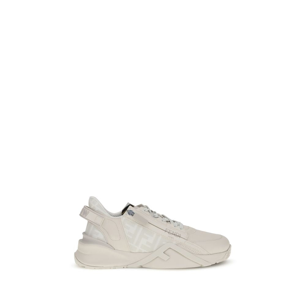 Fendi Flow Calf-Leather Sneakers – White