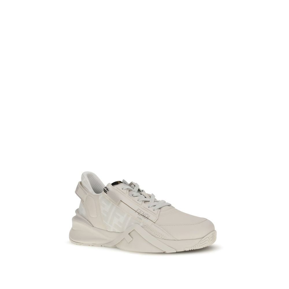 Fendi Flow Calf-Leather Sneakers – White