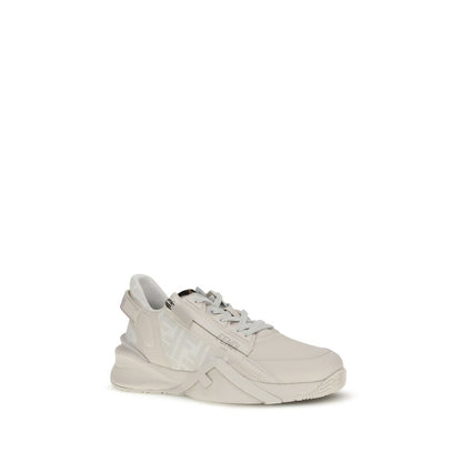 Fendi Flow Calf-Leather Sneakers – White