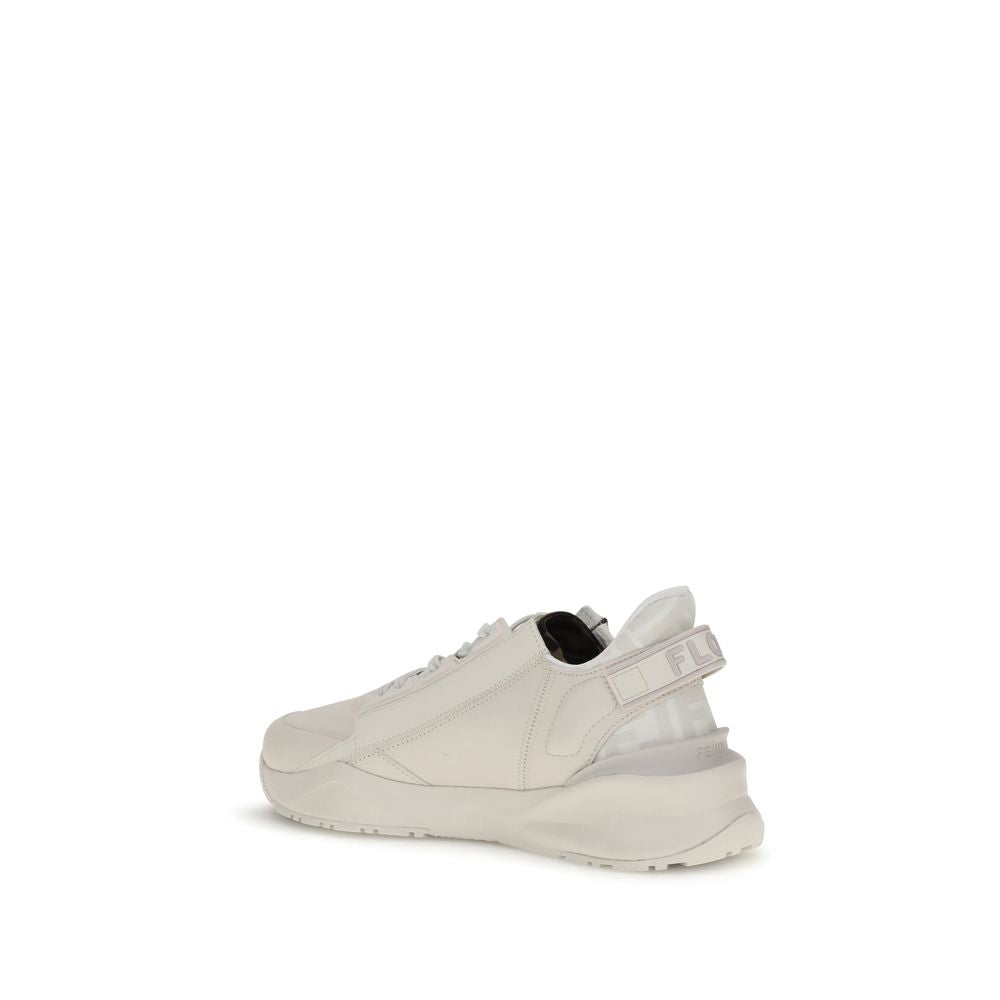 Fendi Flow Calf-Leather Sneakers – White
